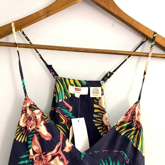 Levi’s Womens Tropical Coconut Girl Vacation Hawaiian Layered Crop Top XS NEW - Picture 3 of 12